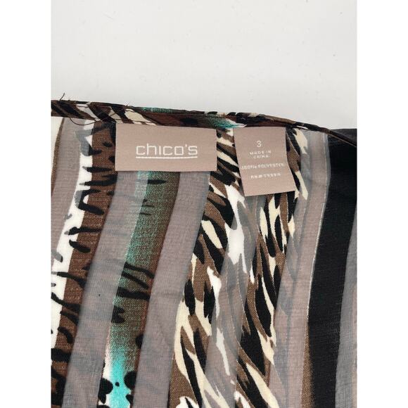 Chico’s Leopard Print Stripe Sheer Open Front Waterfal Cardigan Size XL/16 - Picture 4 of 6